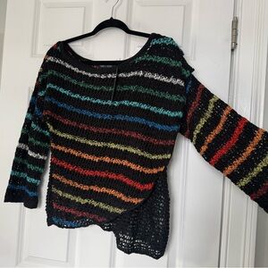 NWT Nic + Zoe Multicolor Striped Open-Knit Women's Sweater